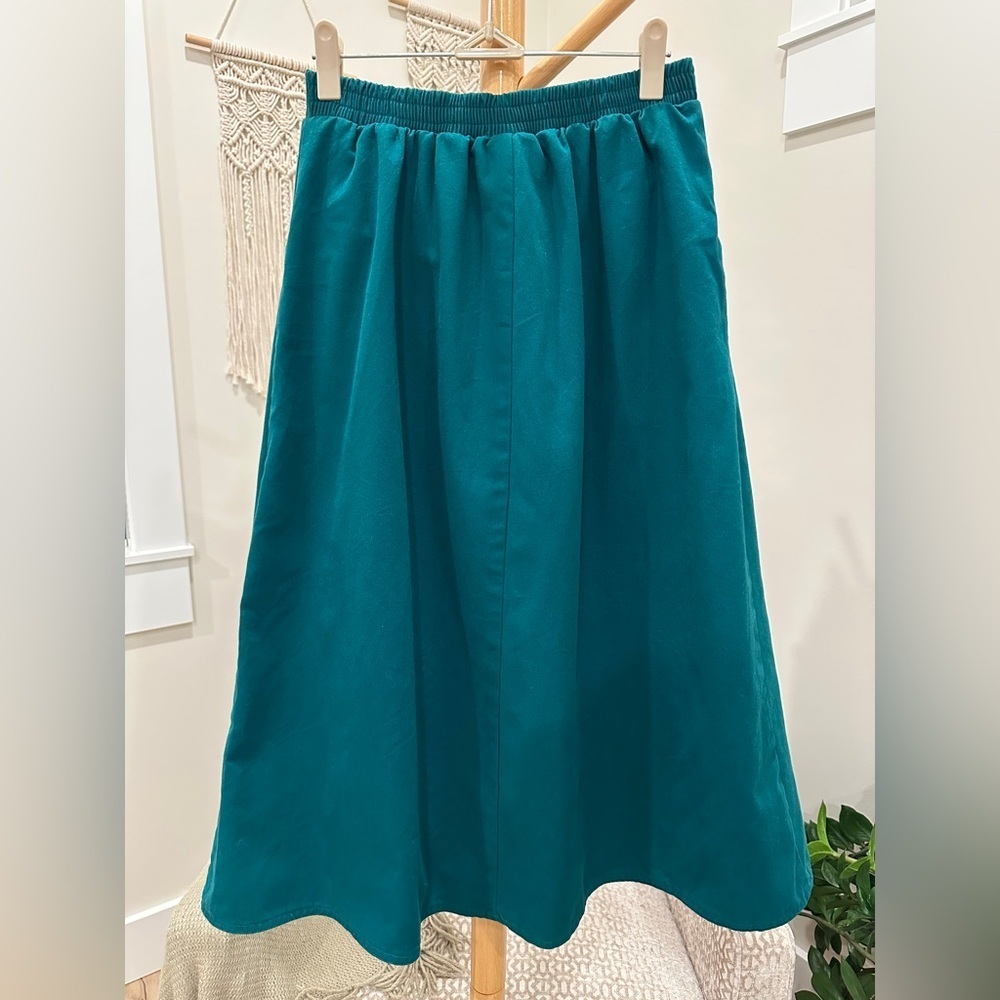 Koret Teal Button Front Midi Skirt Size 10 - Picture 4 of 6